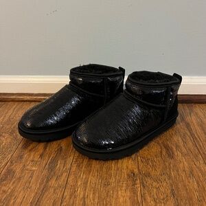 Ugg Classic Mini Ultra Mirror Ball Black Boots NWOT